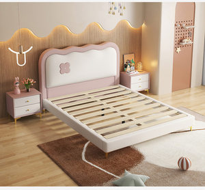 <span class=keywords><strong>Lit</strong></span> pour tout-petits en bois <span class=keywords><strong>de</strong></span> style français, couleur crème, avec nœud et ondulations artistiques, pour garçons et filles, mobilier <span class=keywords><strong>de</strong></span> chambre confortable pour princesse - Product Image 2