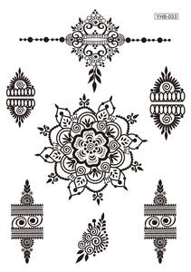 Autocollants de tatouage temporaire au henné noir pour les mains, les pieds et le corps, imperméables, autocollants, motifs variés pour adultes et femmes, décoration - Product Image 6
