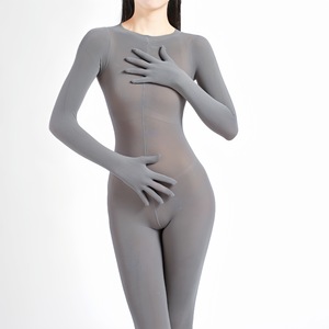 <b>Women</b> Velvet Bodysuit 120D Medium Thick Elastic Open Crotch <b>Tight</b> Fit Solid Color Winter Spring Autumn Wear - Product Image 3