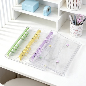 Lot de 10 protège-cahiers A5 en PVC transparent à paillettes, rechargeables, avec 6 anneaux, 2 boutons-pression et système d'enveloppes pour espèces - Product Image 2