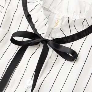 Vestidos de Verano Casuales para Niñas, sin Mangas, con Estampado de Rayas y Encaje, Trajes Negros para Niñas, Venta al Por Mayor - Product Image 3