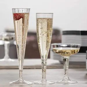 Grosir disposible gelas anggur-PLA 100% Biodegradable Pakai Gelas Anggur Pencuci Piring Aman PLA Champagne Seruling 200Ml Cocktail Gelas Sampanye