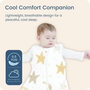 Weicher Schlafsack für Babys 0,5 TOG Sommer tragbare Decke mit <span class=keywords><strong>2</strong></span>-Wege-sicheren Reiß verschlüssen 2er Pack Schlafsack - Product Image 2