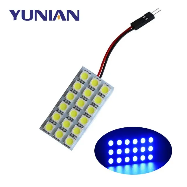 12V Panel Lights T10 5050 18SMD Warm White Blue Red Amber LED Festoon Dome Reading Light Car Led Bulbs With T10 Festoon Adapters