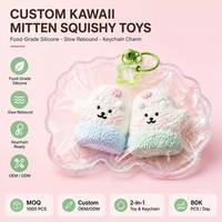 Porte-clés personnalisé Kawaii en forme de gant, en silicone de qualité alimentaire à rebond lent, anti-stress, peluche animale à presser, cadeau OEM