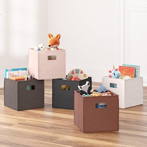 Set of 2 Fabric Cloth Storage Bins Cube Organizer with Handles Foldable <b>Baskets</b> for Home Bedroom - Product Image 3
