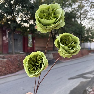 Fleurs artificielles de roses Austin à 3 têtes pour mariage, Thanksgiving, célébrations, décoration intérieure, modèle Jinxixi X-0523-2 Bone Shooting - Product Image 4