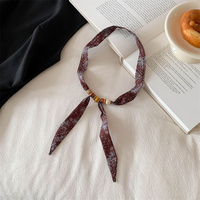 Syal Tipis Manik-manik Vintage 100*2 Cm untuk Wanita Syal Leher Dapat Disesuaikan Gaya Kalung Mode Syal Panjang Pita Dekorasi Rambut