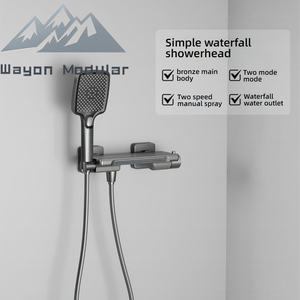 Sistema Doccia Termostatico a Cascata Wayon Moderno Grigio Canna di Fucile per Bagno Prefabbricato - Product Image 4