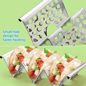 Soporte hueco en forma de W, soporte para Taco de panqueque de acero inoxidable, placas de exhibición, soporte para taco para fiesta, estante de comida, herramientas de cocina - Product Image 3