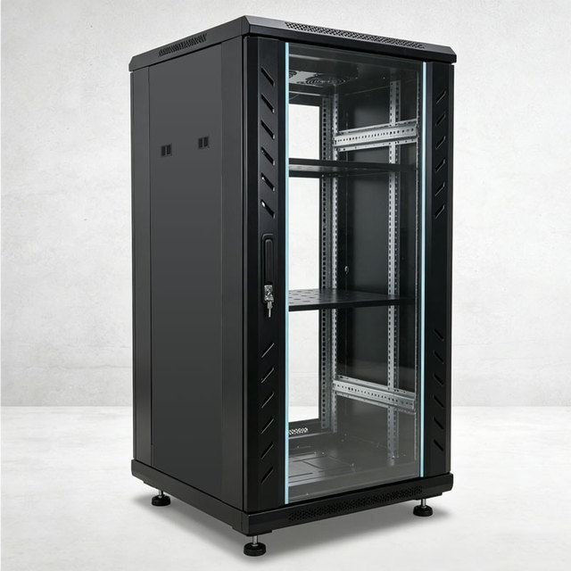 27U 19-Inch Cold-rolled Steel IP20 Mobile Server Rack Cabinet Casters PDU Data Center Stock Black Custom-Made Customizable China