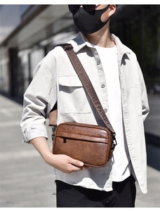 PU Leather Crossbody <b>Bag</b> Cell Phone Purse Luxury Leather Messenger <b>Bag</b> Genuine Leather Shoulder <b>Bag</b> for Men - Product Image 5