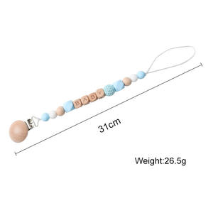Porte-sucette en Silicone pour bébé, perles, attaches en bois de hêtre, jouet de dentition M3633 - Product Image 2