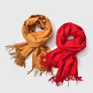 Custom <strong>Pure</strong> Color <strong>Cashmere</strong> Winter Fringe Scarf Warm Neck Tassel Scarves Soft Pashmina <strong>Shawl</strong> Ladies Women