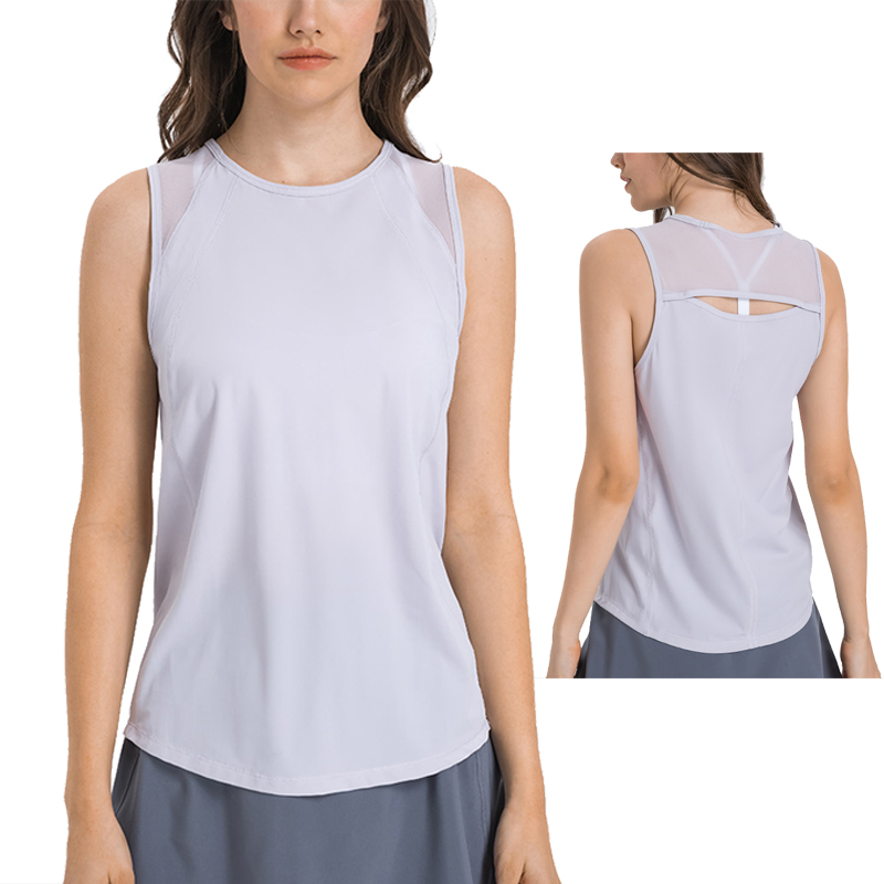 Women's Workout Sleeveless Shirts Round Neck Yoga Vest Open Back Sport Tank Tops