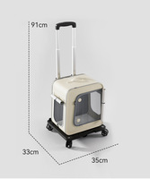 MusePaw Square Fashion Leisure Pet Trolley Carrier Universal Wheels Breathable Travel Dog Cat Luggage Honeycomb Window Zipper
