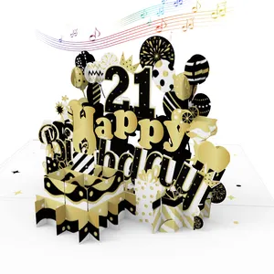 Winpsheng OEM Light Music Happy Birthday Pop Up Card 3d Pop Up Music Card