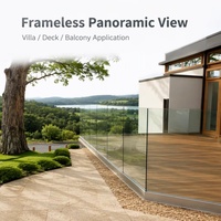 Rampe de balcon en verre trempé ultra-transparent gris mat personnalisée, sans cadre