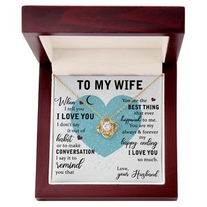 Collier avec pendentif nœud d'amour classique en cuivre pour ma femme, avec carte personnalisée avec texte - Cadeau romantique de la part de mon mari - Product Image 4