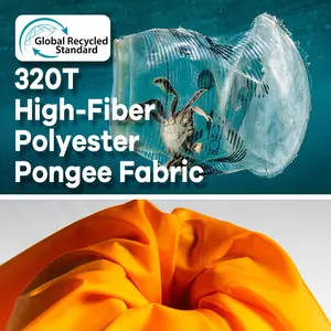 Eco-friendly fabric 50D 320T High F Pongee Fabric 100% Polyester Recycled Fabric for clothing