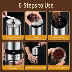 Moulin à café manuel classique en acier inoxydable 304 avec meule en céramique, réglable, pour l'extérieur - Product Image 2