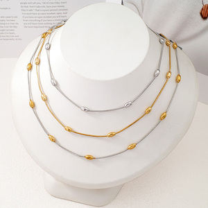 Collar <span class=keywords><strong>de</strong></span> <span class=keywords><strong>Cadena</strong></span> <span class=keywords><strong>de</strong></span> Eslabones con Cuentas <span class=keywords><strong>de</strong></span> Serpiente, Chapado en Oro <span class=keywords><strong>de</strong></span> 18K PVD, <span class=keywords><strong>de</strong></span> Acero Inoxidable, Estilo Italiano, Venta al por Mayor, Unisex, Regalo <span class=keywords><strong>de</strong></span> Aniversario - Product Image 1