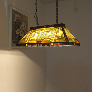 Lustre rectangulaire Tiffany de 48 pouces en verre teinté avec 6 lumières, style américain, installation facile pour salle à manger - Product Image 6