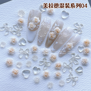 Kit de nail art en résine 3D de gros-breloques fleur, papillon, arc et coeur d'aurore avec strass AB, décor de manucure Kawaii DIY - Product Image 3