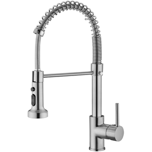 Robinet de cuisine de luxe moderne en céramique, montage sur plan, évier de cuisine en acier inoxydable, extension à ressort rétractable, trou unique - Product Image 1