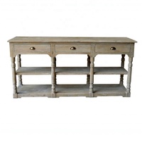 Hl295 Console d'angle étroite incurvée 3 niveaux Oscar, style français antique Hampton, avec poignée métallique, en bois massif, pour salon