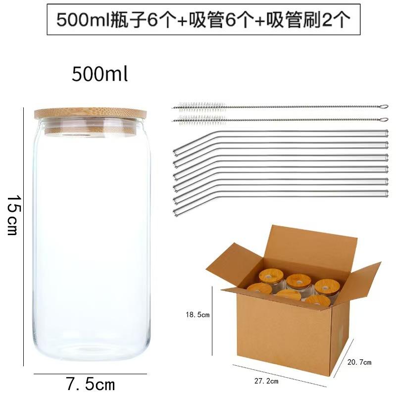 Carton de 500 ml, 6 bouchons, paille, brosse, coton perlé.