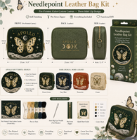 Kit de broderie au point d'aiguille DIY en cuir motif zèbre et papillon Longwing, avec pochette, kit de maille imprimée, fermeture éclair, fil et aiguille, pour débutants et adultes