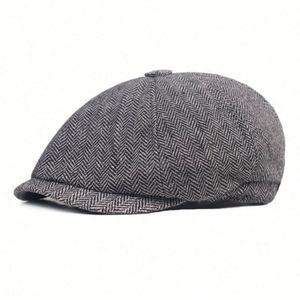 Béret en coton pour homme, style Gatsby euro-américain, casquette de newsboy à chevrons, accessoire décontracté pour le quotidien et l'extérieur - Product Image 6