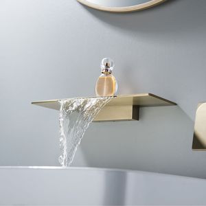 Jboyuan Wall Mounted Gold Concealed Basin Faucet Single Handle Waterfall Style Ceramic Valve Core Stainless Steel - Product Image 3