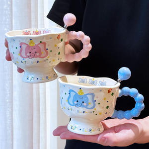 Color Point <b>Ceramic</b> <b>Mug</b> With Spoon Cartoon Design Keep Happiness Cup For Girls Gift Spring 2025 - Product Image 4