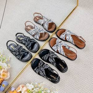Women <b>Flat</b> One Buckle Beach <b>Sandals</b> 2026 Summer Cross Soft Sole fairy Style All Match Plus Size Outdoor Shoes - Product Image 2
