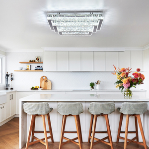 20.07 ''trong nhà K9 pha lê <span class=keywords><strong>LED</strong></span> vuông trần ánh sáng lịch thi đấu 3-Tier hình chữ nhật tuôn ra gắn đèn chùm mát trắng chuyển đổi - Product Image 3