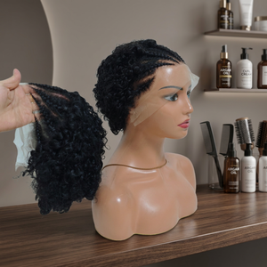 Letsfly Promotion $23 Braid Short Pixie Curly 13x4 Lace Frontal <b>Wigs</b>, 100% Human Hair Natural Black Color Short Cut <b>Wigs</b> - Product Image 1