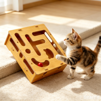 Boîte d'enrichissement et de divertissement pour chat la plus vendue, boîte à griffoir en bois, alternative anti-stress au labyrinthe, jouet pour chat