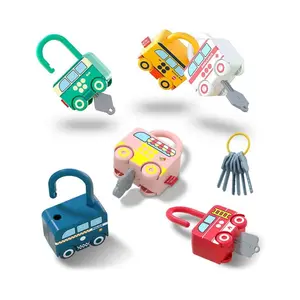 Skylety 6 조각 자물쇠 및 열쇠 장난감 열쇠로 자물쇠 학습 숫자 계산 교육 완구 유치원 게임