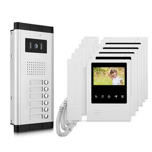 Apartamento intercomunicador video porteiro, 6 unidades, vídeo inteligente, campainha, 4 fios, sistema de interfone, porta e telefone