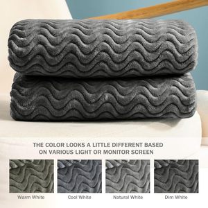 Coperta in Morbido Pile - Leggera, Anti-Acaro, Lavorata a Maglia, Decorativa con Texture Ondulata, per <span class=keywords><strong>Letto</strong></span> e Uso Invernale, Adatta a Tutte le Stagioni - Product Image 6