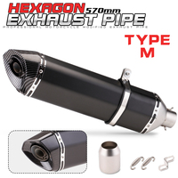 Silencieux d'échappement universel pour moto modifié, hexagonal rond, 51 mm, 570 mm, pour Z650 Mt07 Cbr250rr Crf150 Mt03 Mt15