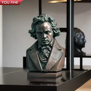 Estátua de bronze personalizada em tamanho real do busto de Beethoven