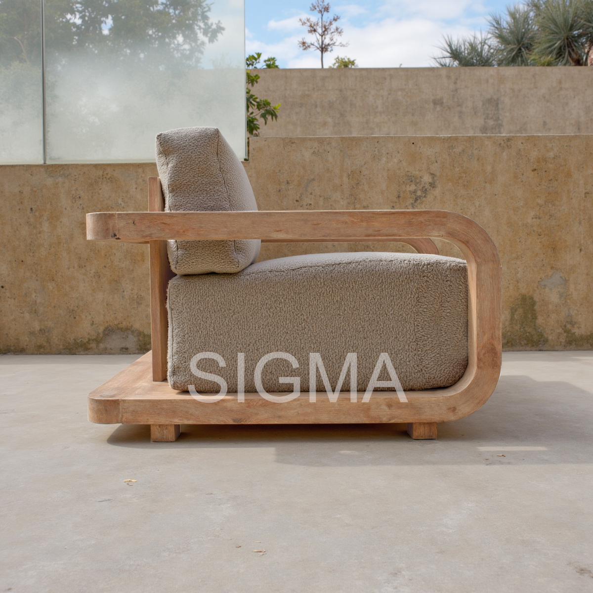 2025 Luxury Modern Teak Outdoor Sofa Set with Ottoman for Hotels Villas Farmhouses Apartments Backyards Patios for Parks