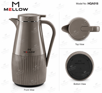 Carafe à café isotherme naturelle OEM 1,0 L, marron kaki texturé, avec base en PP, intérieur en verre, poignée mate et couvercle plat, pour les centres de villégiature