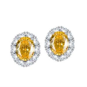 Pendientes Rectos Ovalados de Plata Amarilla de Ley 925 Chapados en Oro de 14K y 10K de 8x10mm - Product Image 1