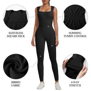 Girl's Yoga Gym Jumpsuit, Seamless Sportswear, High-waisted, Tight-fitting Fitness <b>Bodysuit</b>, Push-up Workout Clothes. - Product Image 5