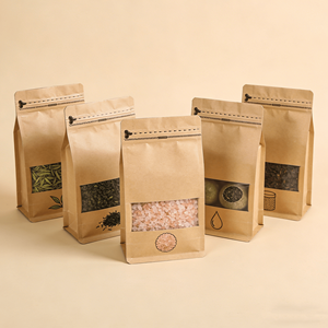 Pochette en papier kraft écologique personnalisée avec fermeture éclair, en amidon de maïs PLA, 100 % compostable, emballage en plastique biodégradable - Product Image 6