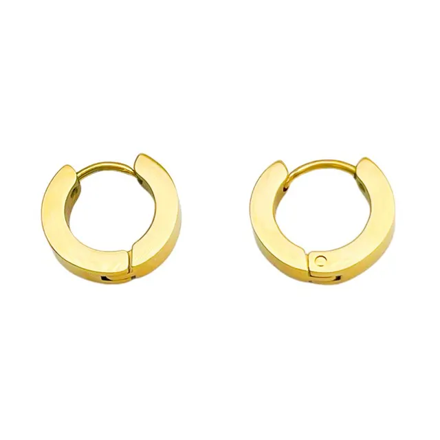 Wholesale Simple Fashion Jewelry Mirror Polished Hoops Huggie 14k Gold Filled 316l Stainless Steel Men Women Hoop Earrings